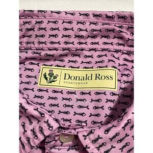 Donald Ross Golf Performance Polo Men's XL Pink w Blue Fish Print
